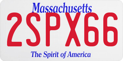 MA license plate 2SPX66