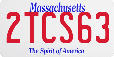 MA license plate 2TCS63