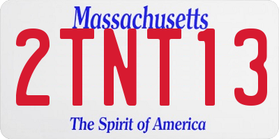 MA license plate 2TNT13