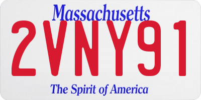 MA license plate 2VNY91