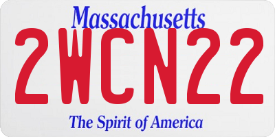 MA license plate 2WCN22