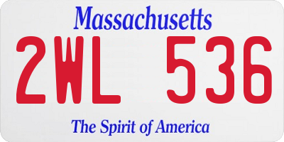 MA license plate 2WL536