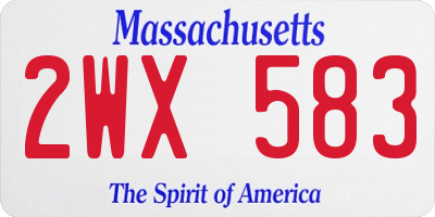 MA license plate 2WX583