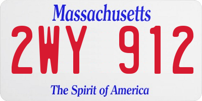 MA license plate 2WY912