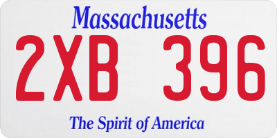 MA license plate 2XB396