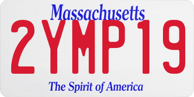 MA license plate 2YMP19
