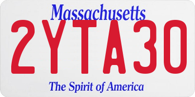 MA license plate 2YTA30