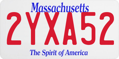 MA license plate 2YXA52