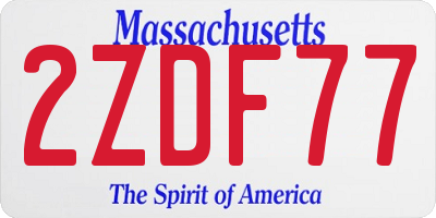 MA license plate 2ZDF77