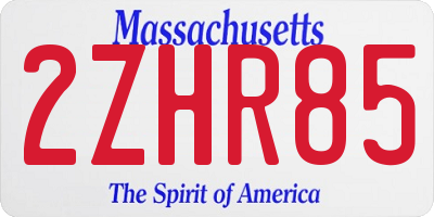 MA license plate 2ZHR85