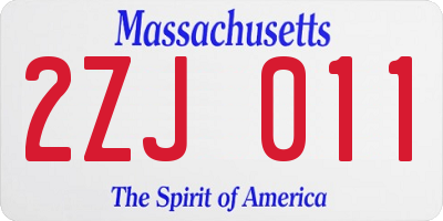 MA license plate 2ZJ011