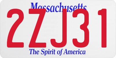 MA license plate 2ZJ31