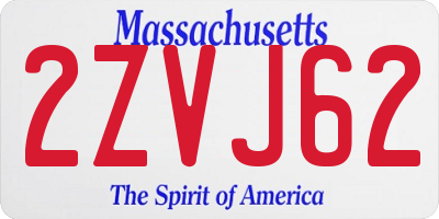 MA license plate 2ZVJ62