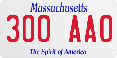 MA license plate 300AA0