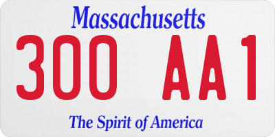 MA license plate 300AA1