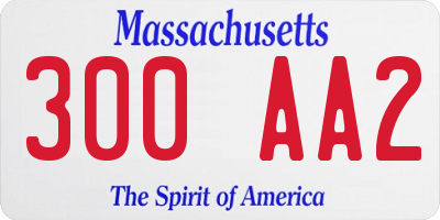 MA license plate 300AA2
