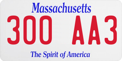 MA license plate 300AA3