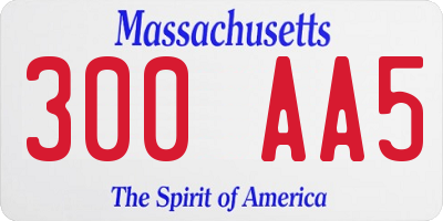 MA license plate 300AA5