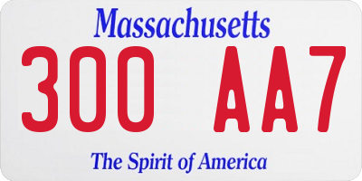 MA license plate 300AA7
