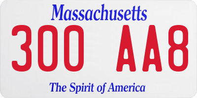 MA license plate 300AA8
