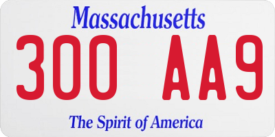 MA license plate 300AA9