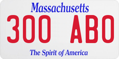 MA license plate 300AB0
