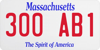 MA license plate 300AB1