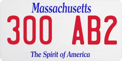 MA license plate 300AB2