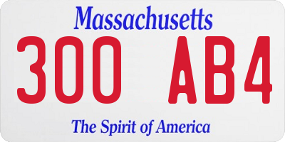 MA license plate 300AB4