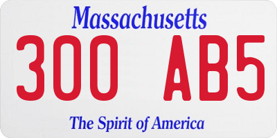 MA license plate 300AB5