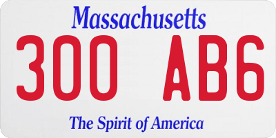 MA license plate 300AB6
