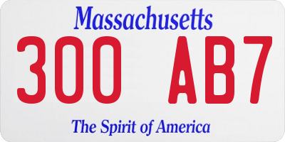 MA license plate 300AB7