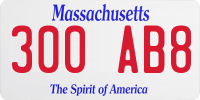 MA license plate 300AB8
