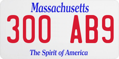 MA license plate 300AB9