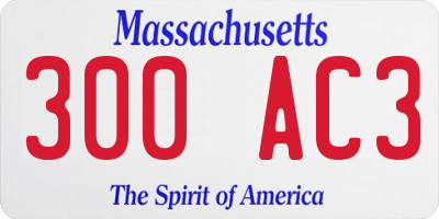 MA license plate 300AC3