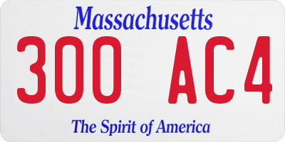 MA license plate 300AC4