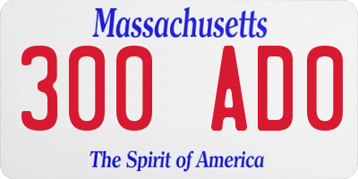 MA license plate 300AD0