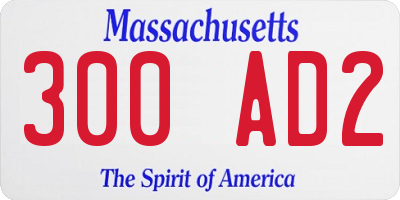 MA license plate 300AD2
