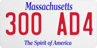 MA license plate 300AD4