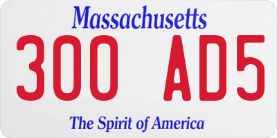 MA license plate 300AD5
