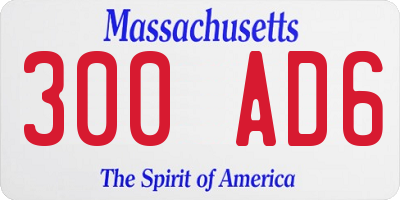 MA license plate 300AD6