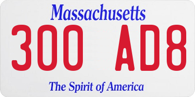 MA license plate 300AD8
