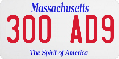 MA license plate 300AD9