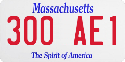 MA license plate 300AE1