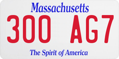 MA license plate 300AG7
