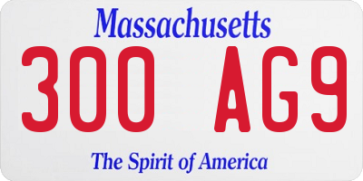 MA license plate 300AG9
