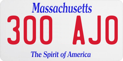 MA license plate 300AJ0