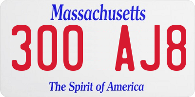 MA license plate 300AJ8
