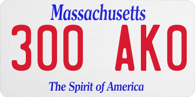 MA license plate 300AK0