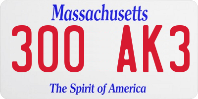 MA license plate 300AK3